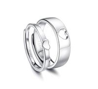 CASSIECA 925 Sterling Silver Ring for Couples I Love You Rings for Lovers Eternity Engagement Promise Adjustable Ring Anniversary Wedding Band Rings Jewellery Gift