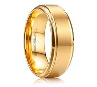 CASSIECA Men's Tungsten Rings Black/Silver/Gold Matt Brushed Wedding Rings Engagement Ring Partner Ring Wedding Rings Width 8 mm Size 52-72