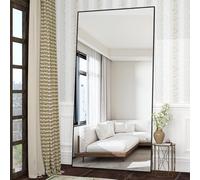 CASSILANDO 180 x 80 cm Standing Mirror, Floor Against Wall for Bedroom, Aluminum Alloy Frame, Hanging or Leaning, Full Body Mirrors for Bedroom Living Room, Black