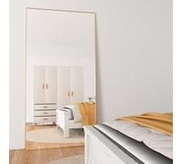 CASSILANDO 198 x 96 cm Standing Mirror, Floor Against Wall for Bedroom, Aluminum Alloy Frame, Hanging or Leaning, Full Body Mirrors for Bedroom Living Room, Gold