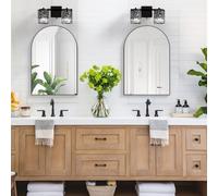 CASSILANDO 2 Pieces Arched Wall Mirrors, 50 x 75 cm Curved Bathroom Mirror, Large Makeup Mirror with Metal Frame, Curved Wall Mirror for Entryway, Fireplace, Bedroom (Black)