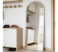 CASSILANDO Arched Full Length Mirror 162X53cm Floor Standing Mirror, Full Body Wall with Aluminum Alloy Frame Mirrors Hanging or Leaning Against, for Cloakroom, Bedroom, Livingroom, Silver