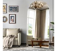 CASSILANDO Full Length Mirror 193X86cm Arched Floor Standing Mirror, Silver Full Body Mirrors Hanging or Leaning Against Wall, for Cloakroom, Bedroom, Livingroom (Silver)