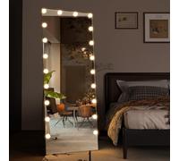 CASSILANDO Full Length Mirror with Lights, 160x50cm Floor Body Hollywood Standing Mirror, Wall Mounted Mirrors with Light, Large VanityMirror for Bedroom, 3 Color Modes (White)