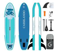 CASSILANDO Inflatable Stand Up Paddle Board, SUP Board, 11FT Ultra-Light Surfboard with Adjustable Paddle, Fins, Backpack & Leash, Paddling Board For Both Youth and Adults, for Lake & Sea, Blue Waves