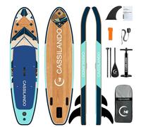 CASSILANDO Inflatable Stand Up Paddle Board, SUP Board, 11FT Ultra-Light Surfboard with Adjustable Paddle, Fins, Backpack & Leash, Paddling Board For Both Youth and Adults, for Lake & Sea, Wood Grain