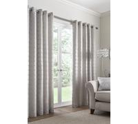 'Cassina' Circular Patterned Pair of Eyelet Curtains Appletree Silver 168cm width x 229cm drop