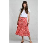 Weird Fish Cassis Lenzing EcoVero™ Printed Viscose Tiered Skirt Tango Red Size 14