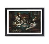 Cassius Marcellus Coolidge Dogs Playing Poker Framed Print | A2 Oak Framed Wall Art | Ready to Hang | Modern Animal Picture | Living Room Bedroom Lounge Office