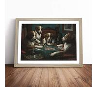 Cassius Marcellus Coolidge Dogs Playing Poker | Framed Wall Art Print | Modern Home Decor Picture | Ready to Hang Artwork for Living Room, Bedroom, Kitchen or Office | Multiple Sizes