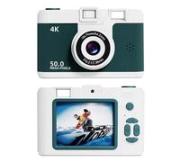 casstaly 4K Digital Camera Retro Dual Lens Multifunction CCD Instant Thermal Camer for Travel Students Compact Photography Green