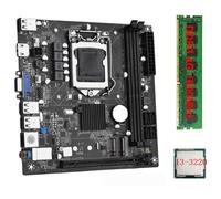 casstaly ITX H61 Desktop Motherboard +I3-3220 +1X DDR3 1600MHz 4G RAM CPU LGA 1155 Support Up to 16GB RAM Slots 100M Network Card Replacement Spare Parts