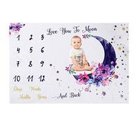 casstaly Milestone Blanket for Baby Girl Adorable Floral Moon Baby Monthly Blanket Girl Newborn Baby Girl Blanket 40X60In
