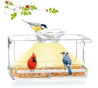 casstaly Solar Window Bird Feeder with Non-Marking Self-Adhesive Hooks, Clear Window Bird Feeder for Outside,Outdoor Bird Feeders