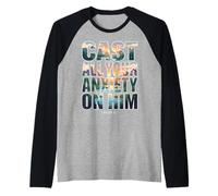 Cast All Your Anxiety On Him 1 Peter 5:7 Bible Scripture Raglan Baseball Tee