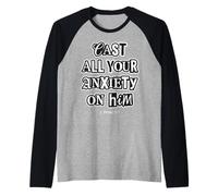 Cast All Your Anxiety On Him 1 Peter 5:7 Bible Scripture Raglan Baseball Tee