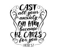 cast All Your Anxiety on him Because he Cares Fine Carving Decals 42x48.7cm It Won't Fall Off Black