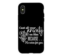 Cast all your anxiety on Him because He cares for you Christ Case for iPhone X/XS