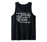 Cast All Your Anxiety on Him Because He Cares for You Christ Tank Top