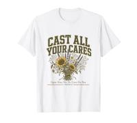 Cast All Your Cares 1 Peter 5:7 Christian Wildflower Faith T-Shirt