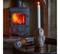 Cast Aluminium Owl Candle Holder Antique Brass H14.5Cm W7.5Cm Ivyline Metallics One Size