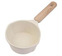 Cast Aluminium Stone Hot Oil Pot With Wooden Handle, Non-Stick Coating, Built-in Measurement Markings, For Gas Stove Milk Pan Mini Pan(white)