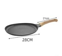 Cast Aluminium Stone Skillet Frying Pan with NonStick Coating, Even Heat Multilayer Alloy Base, Ergonomic Wooden Handle, Compatible with Gas(28cm)