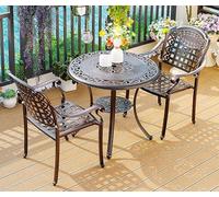 Cast Aluminum Bistro Set, 3-Piece Outdoor Furniture with Round Table and Decorative Pattern, Weather-Resistant Metal Construction for Patio Dining