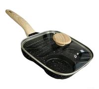 Cast Aluminum Egg Skillet 3 Cup Nonstick Egg Pan Set With Lid Clear Glass For Gas Induction Electric Stove For Breakfast For Mini Pancake Egg Wrap Lunch Wrap Blintz Crepe Filled Omelet(Black)