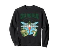 Cast And Relax Fishing Relaxation Fly Quote Dragonfly Bobber Sweatshirt