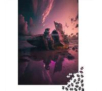 Cast Away Astronaut 1000-Piece Puzzle for Adults, 70x50cm/1000pcs; A Weekend Activity at Your Own Pace; Clean White Card Pieces for Sorting