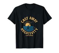 Cast Away Negativity Fishing Sunrise Graphic T-Shirt