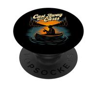 Cast Away Your Cares - Fishing Fisherman Angler Angling PopSockets Adhesive PopGrip