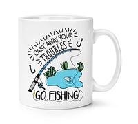 Cast Away Your Troubles Go Fishing 10oz Mug Cup