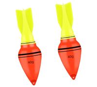 Cast Fishing Float Set for Night Use, 2 Piece Bright Tail Bobbers with Visible Pear Shaped Body and Fin Tops Shoreline Tackle Evening Angling Float Rig Visible Tail Gear Shore Cast Buoy Set Lakeside