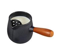 Cast Iron - 600 ml Cooking Kettle with Wooden Handle, Leak-Proof for Preparing Meals on the Kitchen Stove, Traditional Accessories for Brewing Drinks for the Home-O
