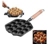 Cast Iron Aebleskiver Pan,14 Holes Takoyaki Pan Nonstick Cast Iron Ebelskiver Pan,Mochi Maker Grill Pancake Pan with Detachable Handle