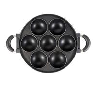 Cast Iron Aebleskiver Pan,Ebelskiver Pan,Takoyaki Pan,7-Hole Round Cake Pops Pan with Anti-Scald Handle,Takoyaki Maker for Danish Stuffed