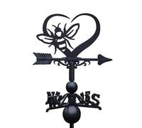 Cast Iron and Steel Heart and Bumble Bee Weathervane
