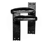 Cast Iron Antique Door Handles Set, Black Lever with Latch Plate, 34 mm x 150 mm, Internal or External