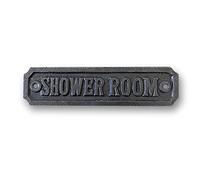 Cast Iron Antique Style SHOWER ROOM SIGN PLAQUE | 14.5cm (L) x 3cm (H) | bathroom | hotel | B&B | Guest House | Restaurant | supplied with Two Screws for Easy fixing