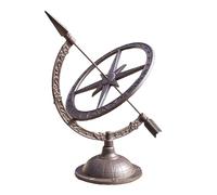 Cast Iron Armillary Sundial Extra Large 40x54x35cm Brown Arrow Garden Heavy Sun Clock Decor