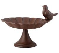 Cast Iron Bird Bath with Pedestal Base Antique Brown 18.5x14cm