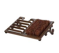 Cast Iron Boot Brush Vintage Brown Ornate Scrolled Shoe Scraper Brush A963 | Recycled Metal, Antique Brown, Sustainably Sourced, Coir Brush, Rubber Footed Base