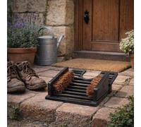 Cast Iron Boot Jack & Brush Wellie Remover Shoe Puller Dirt Cleaner Rustic