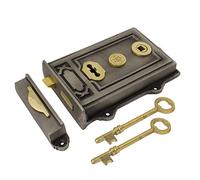 Cast Iron & Brass Davenport Rim Lock Antique Victorian Style Dual Handed - AB Hardware