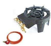 Cast Iron Burner Triple Ring Gas Stove 9.8 KW with Gas Hose and Propane Regulator, 3000 Watts