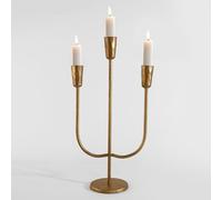 Cast Iron Candelabra for 3 Candles, Brass Candlestick Holder Vintage Taper Candle Holder Tall Antique Gold Candle Stand Table Centerpiece Mantlepiece Decor for Wedding Housewarming Christmas