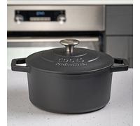 Cooks Professional Cast Iron Casserole w/ Lid 20cm, 2.8L Matt Black