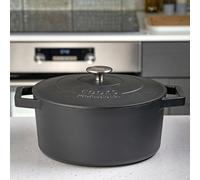 Cooks Professional Cast Iron Casserole w/ Lid 26cm, 5.8L Matt Black